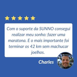 Com o suporte da SUNNO consegui realizar meu sonho fazer uma maratona. E o mais importante foi terminar os 42 km sem machucar joelhos.